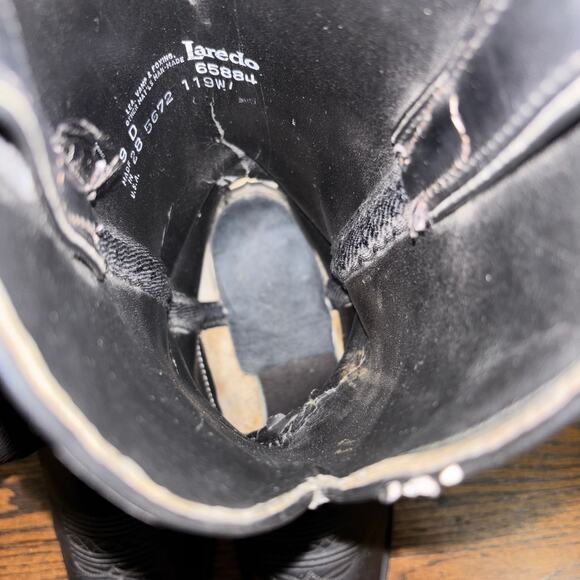 Vintage Laredo 56672 Men’s 9D Black Leather Cowboy Boots USA Made Western - Picture 7 of 8